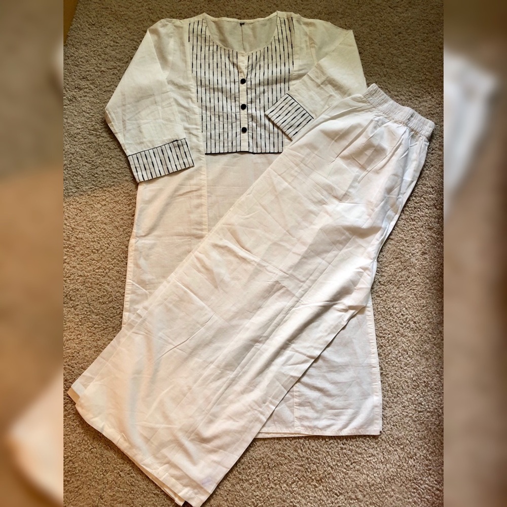 OFF WHITE SALWAR KAMEEZ